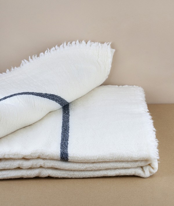 Finnish Merino & New Wool Blanket, with Stripe