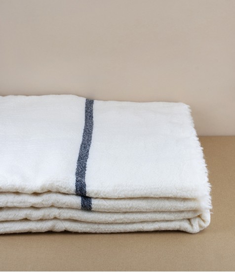 Finnish Merino & New Wool Blanket, with Stripe