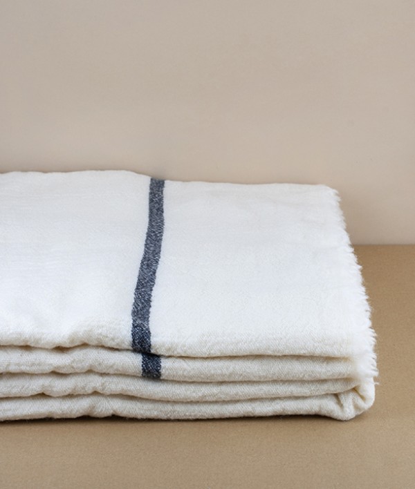 Finnish Merino & New Wool Blanket, with Stripe