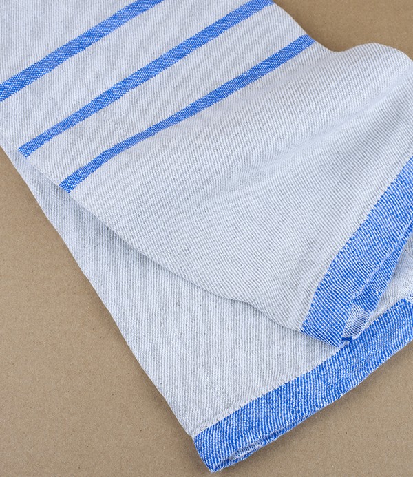 Washed Linen Hand Towel, Linen/Blue