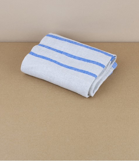 Washed Linen Hand Towel, Linen/Blue