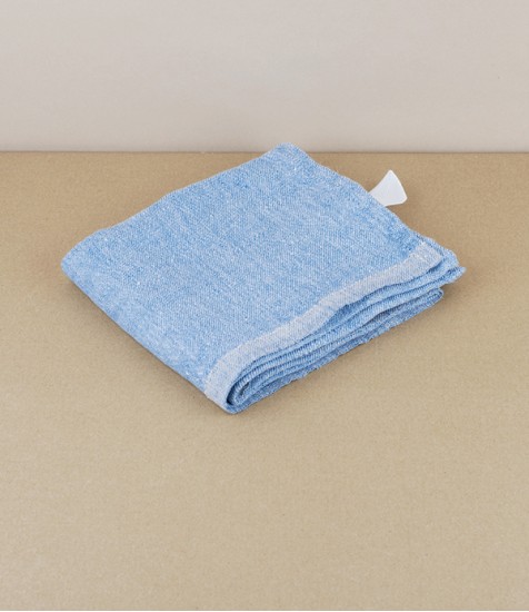 Finnish Washed Linen Kitchen Towel, Rainy Blue & Linen