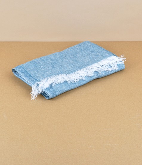 Finnish lightweight linen scarf, Petrol blue