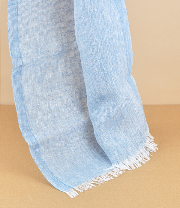 Finnish lightweight linen scarf, Rainy blue