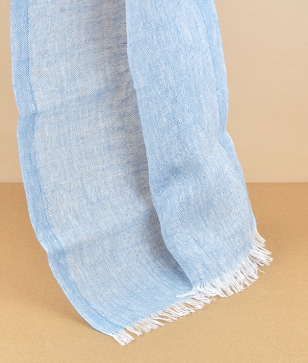 Finnish lightweight linen scarf, Rainy blue