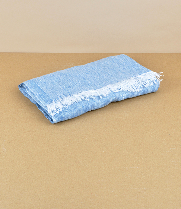 Finnish lightweight linen scarf, Rainy blue