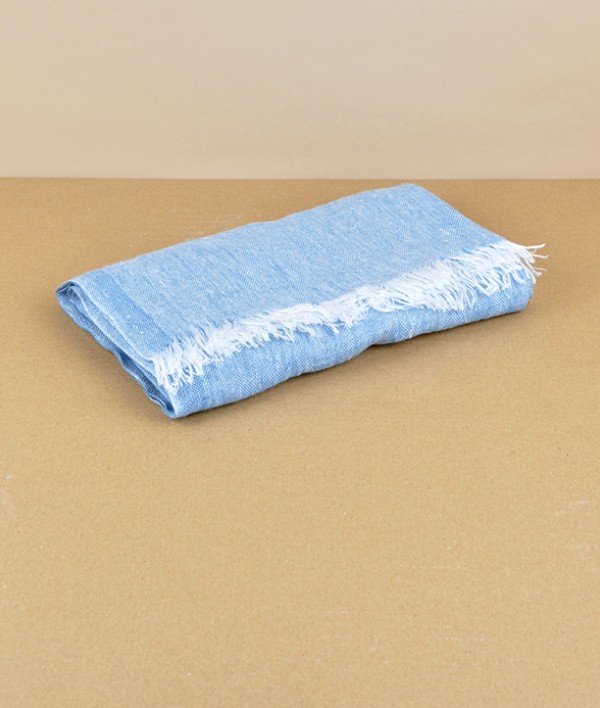 Finnish lightweight linen scarf, Rainy blue