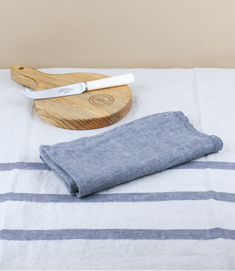 Finnish Linen Table Cloth Natural, Grey Stripe
