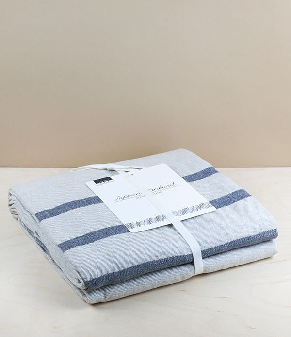 Finnish Linen Table Cloth Natural, Grey Stripe