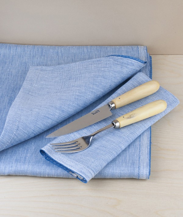 Finnish 100% Linen Table Cloth, Rainy Blue