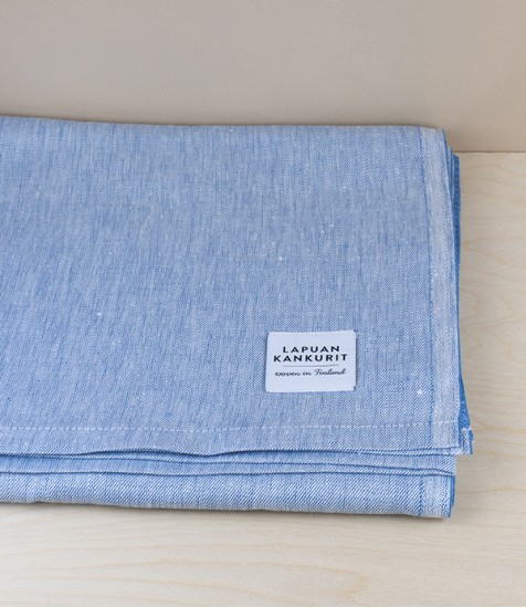 Finnish 100% Linen Table Cloth, Rainy Blue
