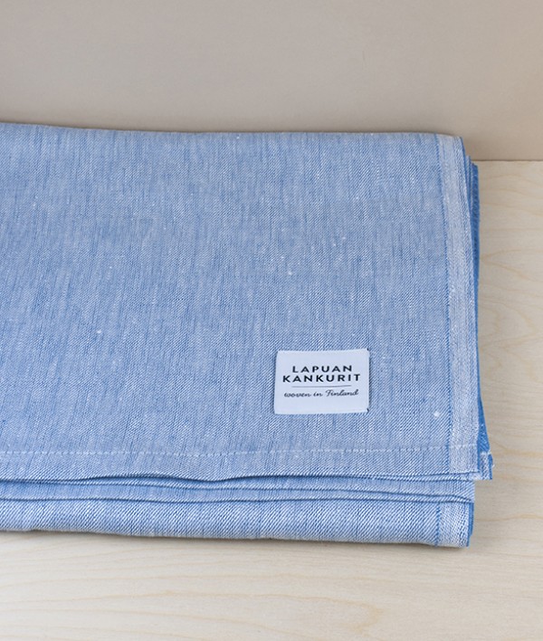 Finnish 100% Linen Table Cloth, Rainy Blue