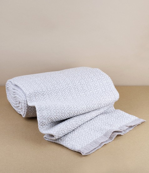 Finnish Merino Wool Scarf, White/Beige