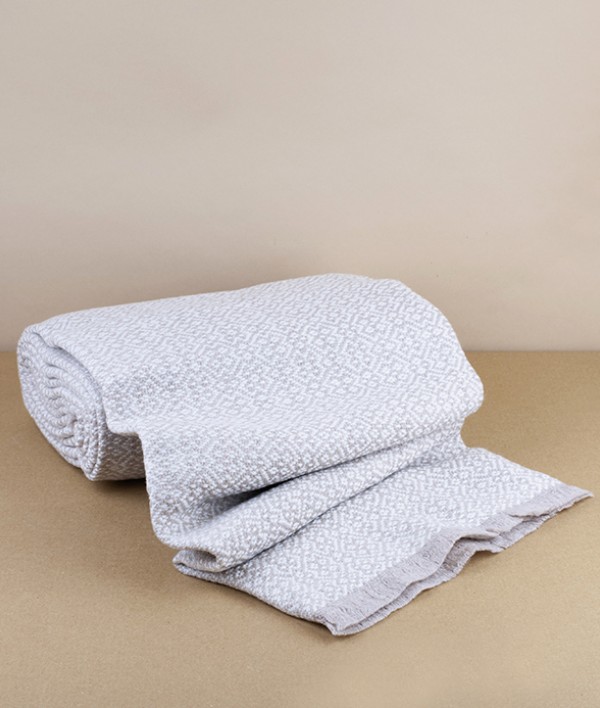 Finnish Merino Wool Scarf, White/Beige