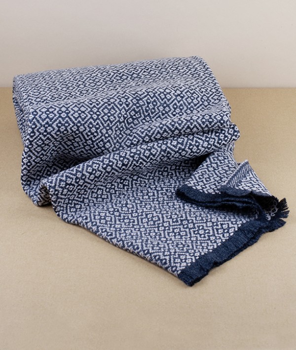 Finnish Merino Wool Scarf, Black/Beige