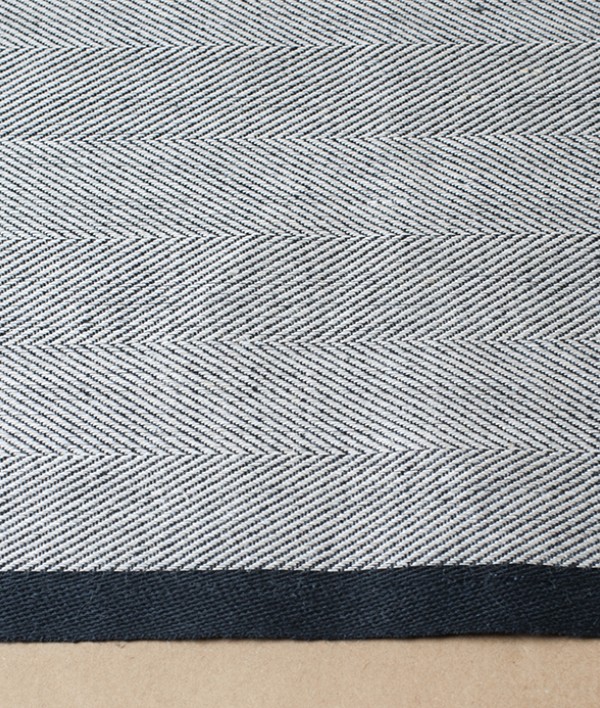 Finnish Linen Herringbone Table Runner, Black