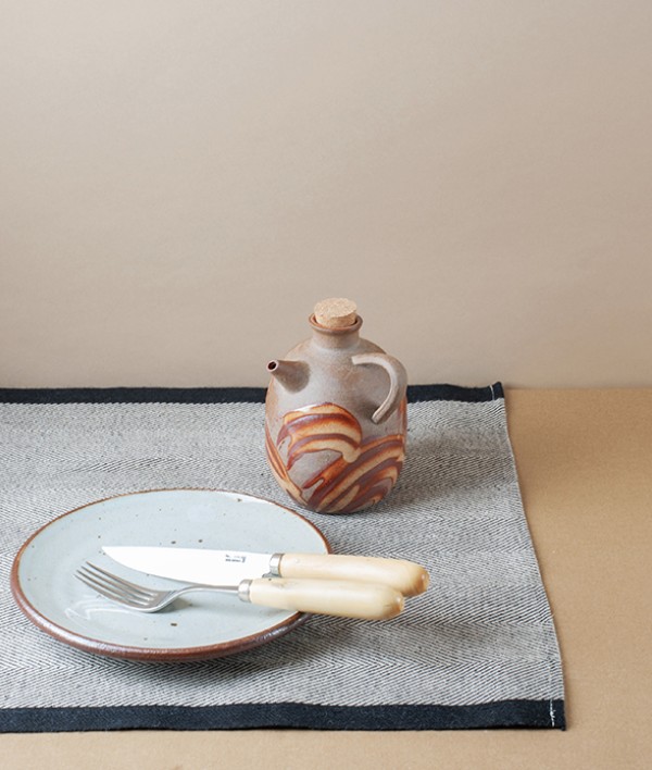 Finnish Linen Herringbone Table Runner, Black