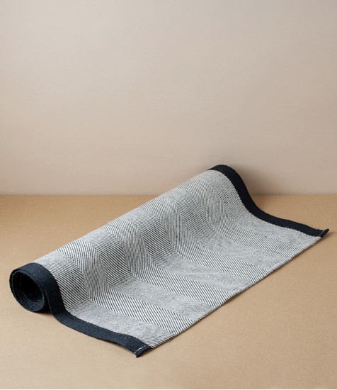 Finnish Linen Herringbone Table Runner, Black