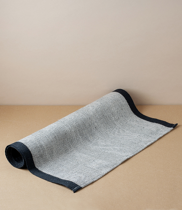 Finnish Linen Herringbone Table Runner, Black