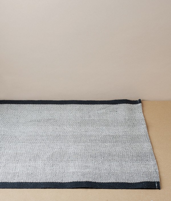 Finnish Linen Herringbone Table Runner, Black
