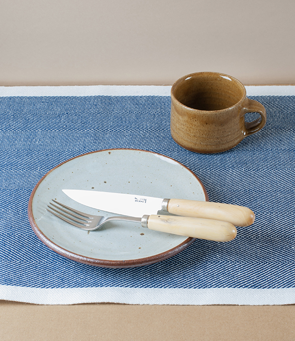 Finnish Linen Herringbone Table Runner, Blueberry