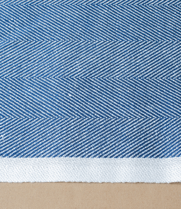 Finnish Linen Herringbone Table Runner, Blueberry