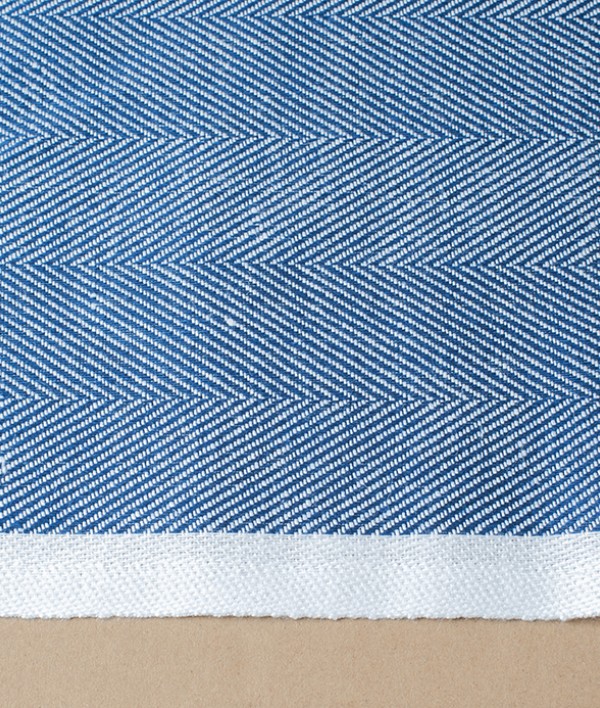 Finnish Linen Herringbone Table Runner, Blueberry