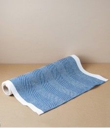 Finnish Linen Herringbone Table Runner, Blueberry