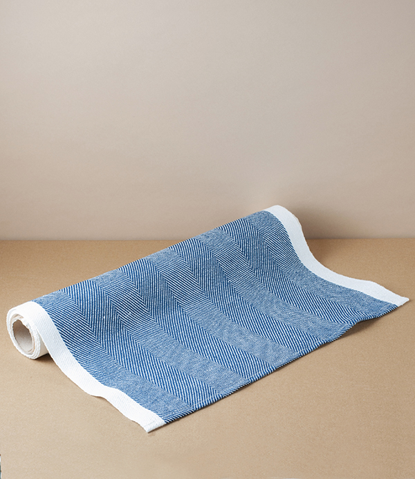Finnish Linen Herringbone Table Runner, Blueberry