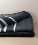 Finnish Thick Wool Blanket with Stripes, Dark Grey & White