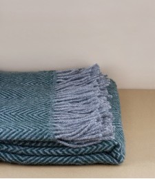 Finnish 100% Wool Blanket, Diamond Pattern, Grey/Green