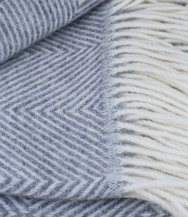 Finnish 100% wool blanket, Grey/White