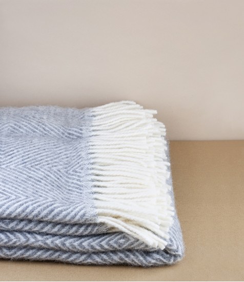 Finnish 100% Wool Blanket, Grey & White