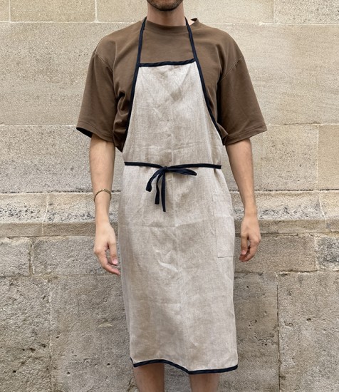 Lithuanian Linen Apron with Black Piping