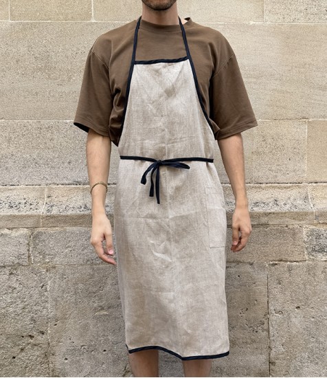 Lithuanian Linen Apron with Black Piping