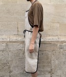 Lithuanian Linen Apron with Black Piping