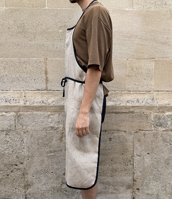 Lithuanian Linen Apron with Black Piping