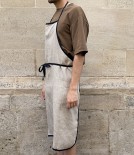 Lithuanian Linen Apron with Black Piping