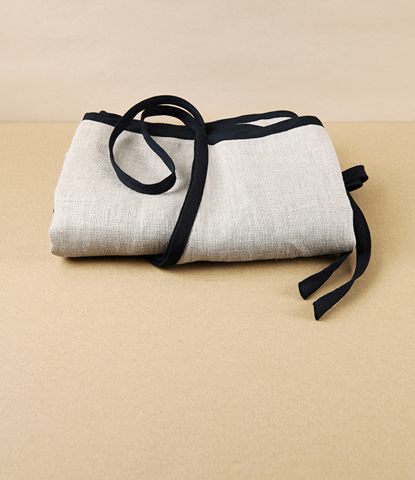 Lithuanian Linen Apron with Black Piping