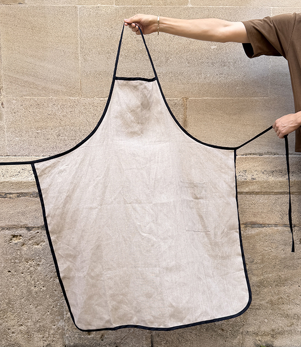 Lithuanian Linen Apron with Black Piping