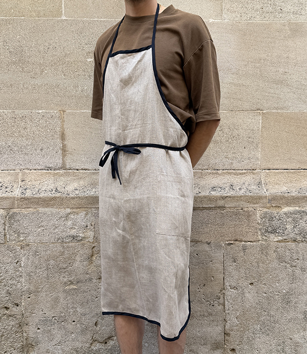 Lithuanian Linen Apron with Black Piping