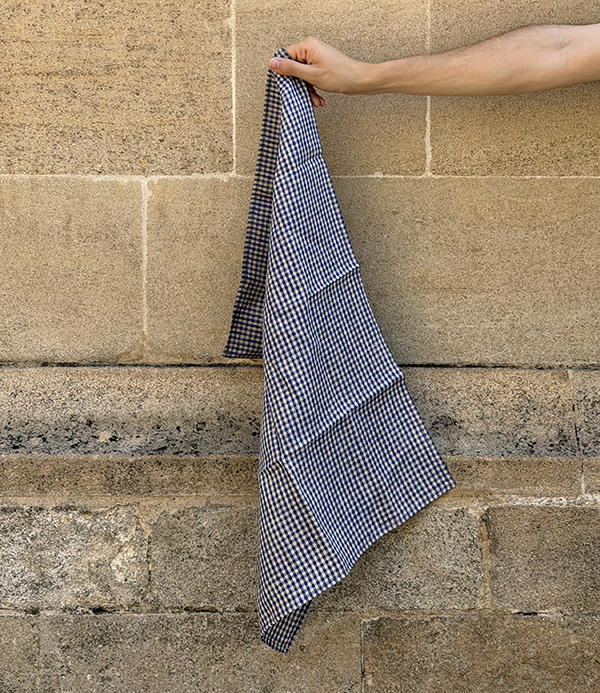 Lithuanian Linen Gingham Kitchen Towel, Blueberry
