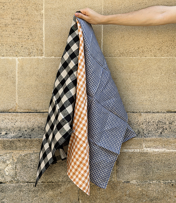 Lithuanian Linen Check Kitchen Towel, Black