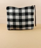 Lithuanian Linen Zippered Pouch, Black Check