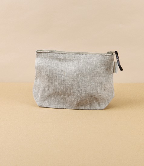 Lithuanian Linen Zippered Pouch with Gusset, Natural