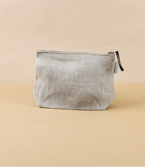Lithuanian Linen Zippered Pouch with Gusset, Natural