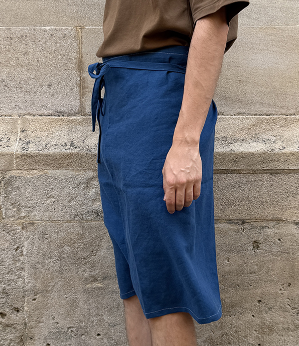 Japanese Linen Waist Apron, Blue
