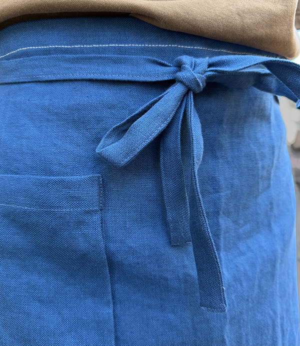 Japanese Linen Waist Apron, Blue
