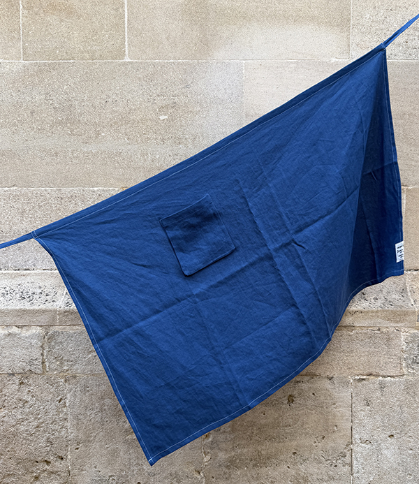 Japanese Linen Waist Apron, Blue