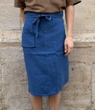 Japanese Linen Waist Apron, Blue